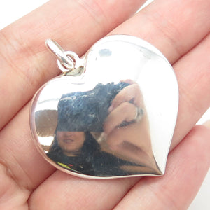 925 Sterling Silver Vintage Puffy Heart Pendant
