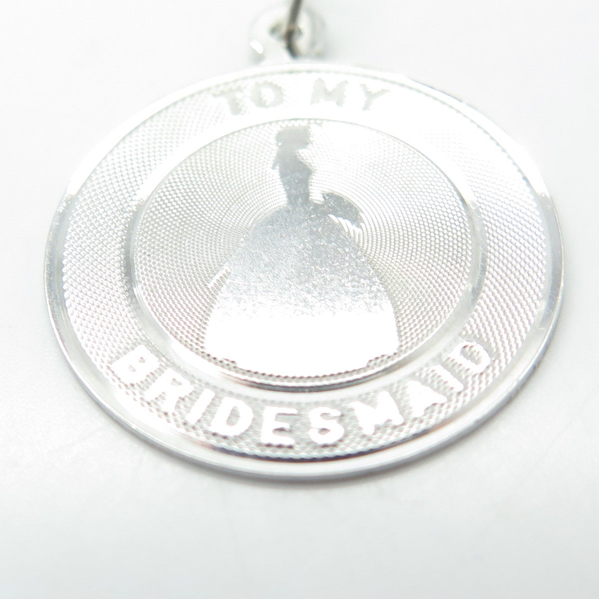 925 Sterling Silver Vintage "To My Bridesmaid" Round Pendant