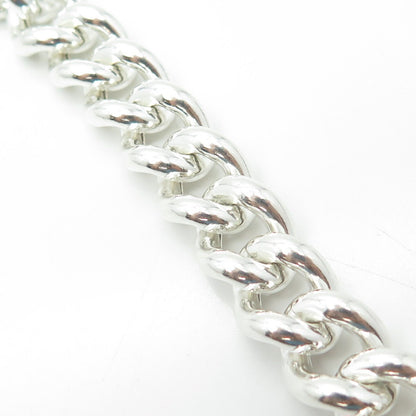 925 Sterling Silver Vintage Italy Cuban Link Bracelet 8"