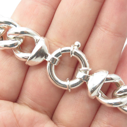 925 Sterling Silver Vintage Italy Cuban Link Bracelet 8"