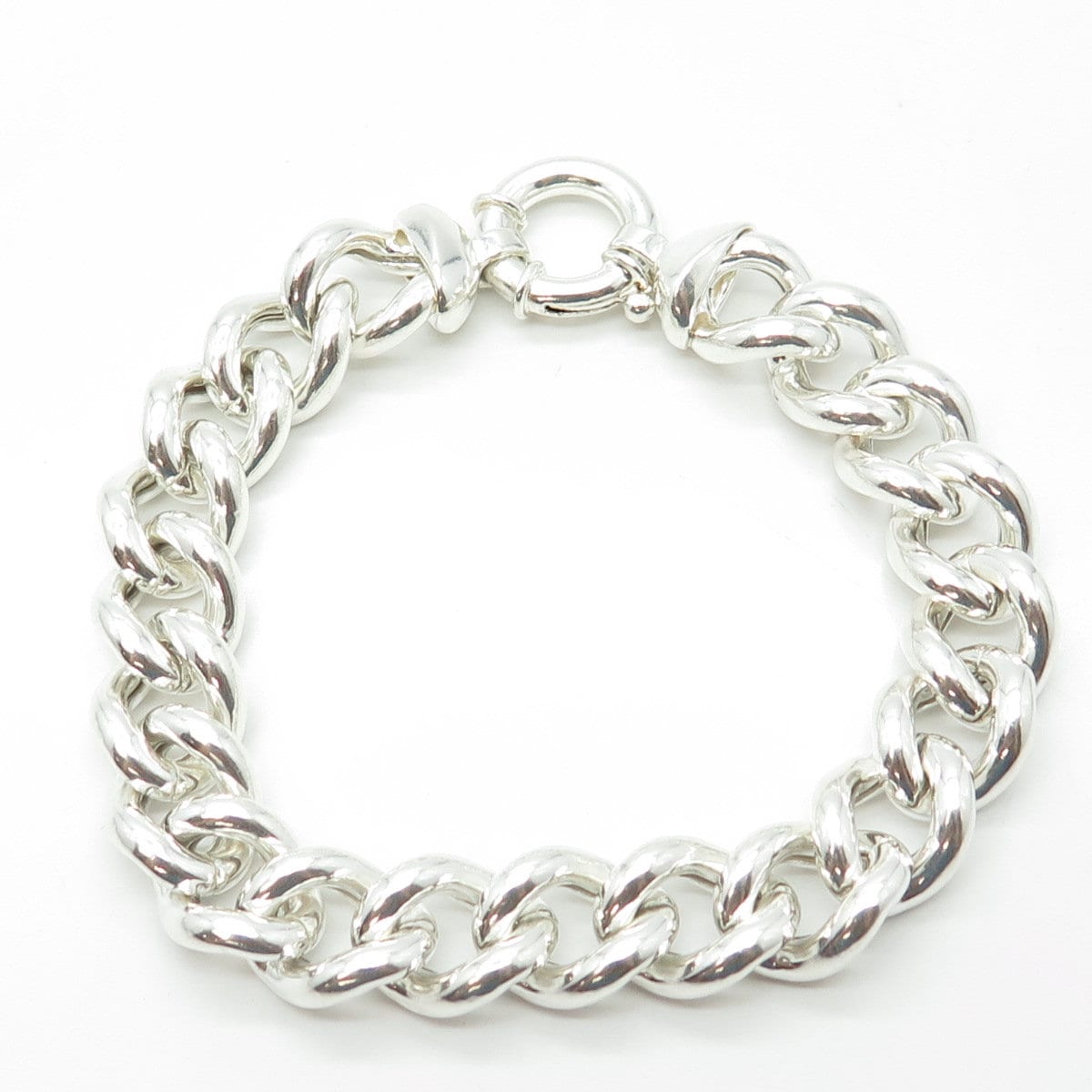 925 Sterling Silver Vintage Italy Cuban Link Bracelet 8"