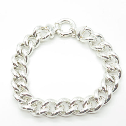 925 Sterling Silver Vintage Italy Cuban Link Bracelet 8"