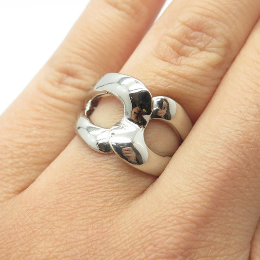 925 Sterling Silver Vintage Interlocked Cocktail Ring Size 7