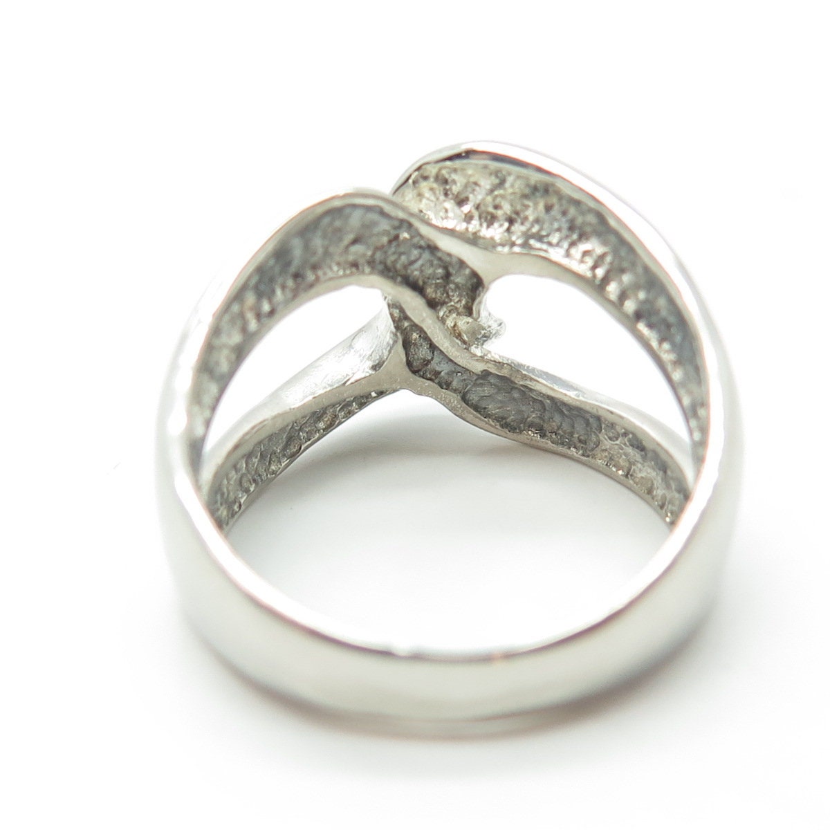 925 Sterling Silver Vintage Interlocked Cocktail Ring Size 7
