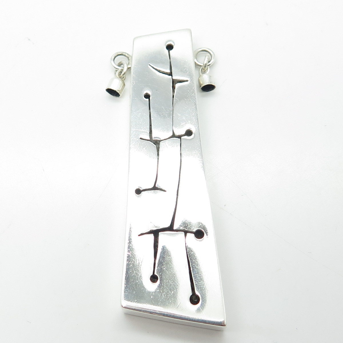 925 Sterling Silver Vintage Ethnic Symbols Handmade Centerpiece Pendant