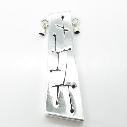 925 Sterling Silver Vintage Ethnic Symbols Handmade Centerpiece Pendant