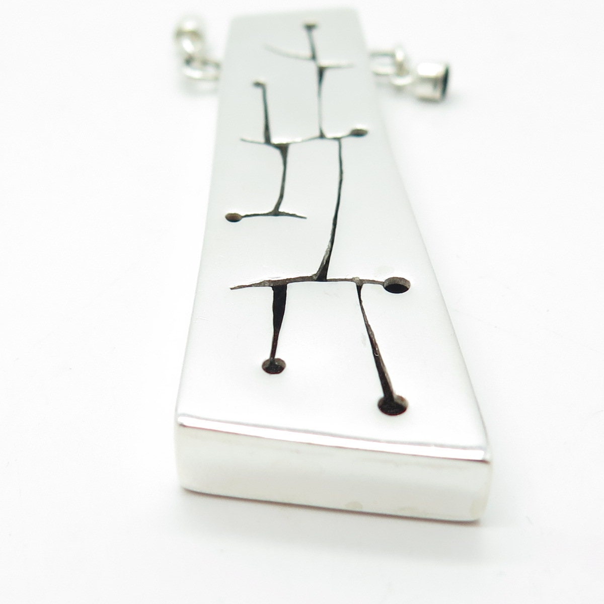 925 Sterling Silver Vintage Ethnic Symbols Handmade Centerpiece Pendant