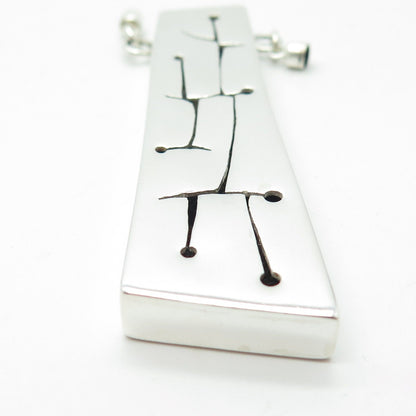 925 Sterling Silver Vintage Ethnic Symbols Handmade Centerpiece Pendant
