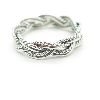 925 Sterling Silver Vintage Woven Band Ring Size 7.25