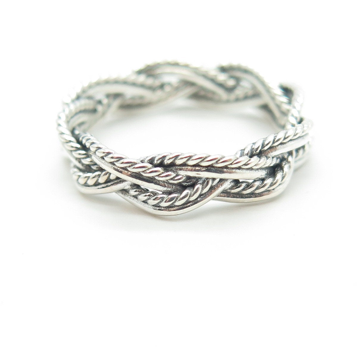 925 Sterling Silver Vintage Woven Band Ring Size 7.25
