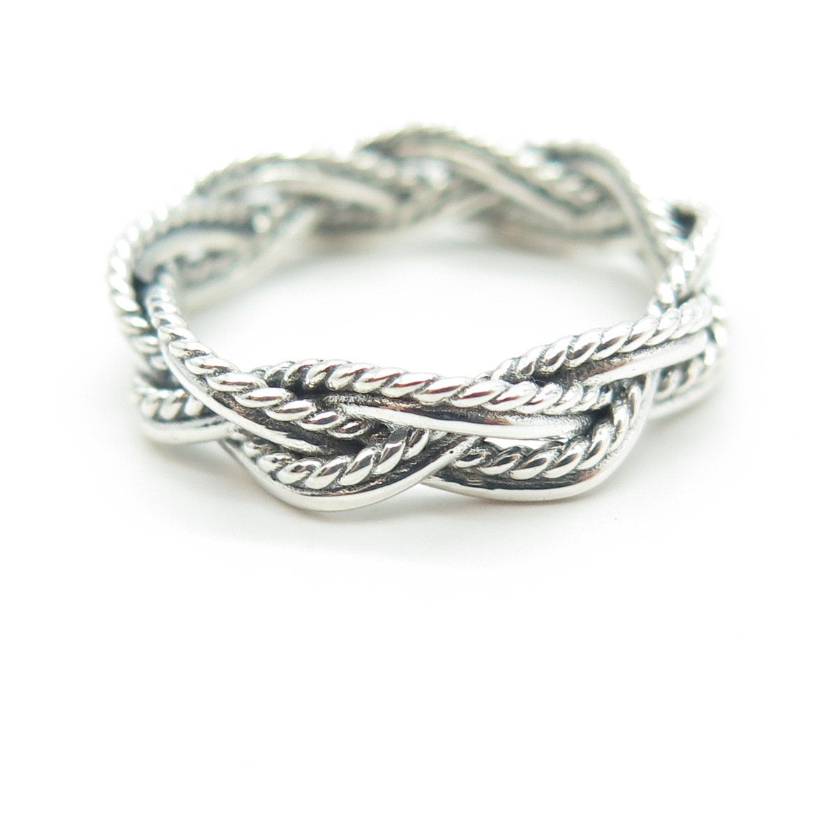 925 Sterling Silver Vintage Woven Band Ring Size 7.25