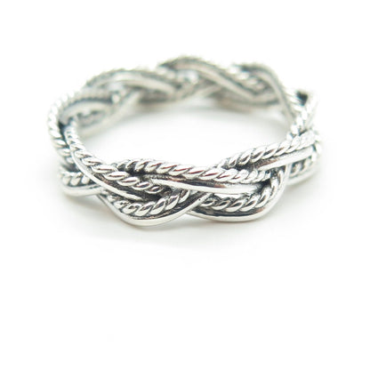 925 Sterling Silver Vintage Woven Band Ring Size 7.25