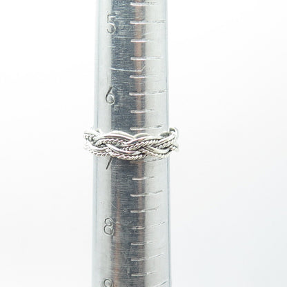 925 Sterling Silver Vintage Woven Band Ring Size 7.25