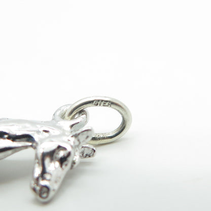 925 Sterling Silver Vintage Racing Horse Charm Pendant