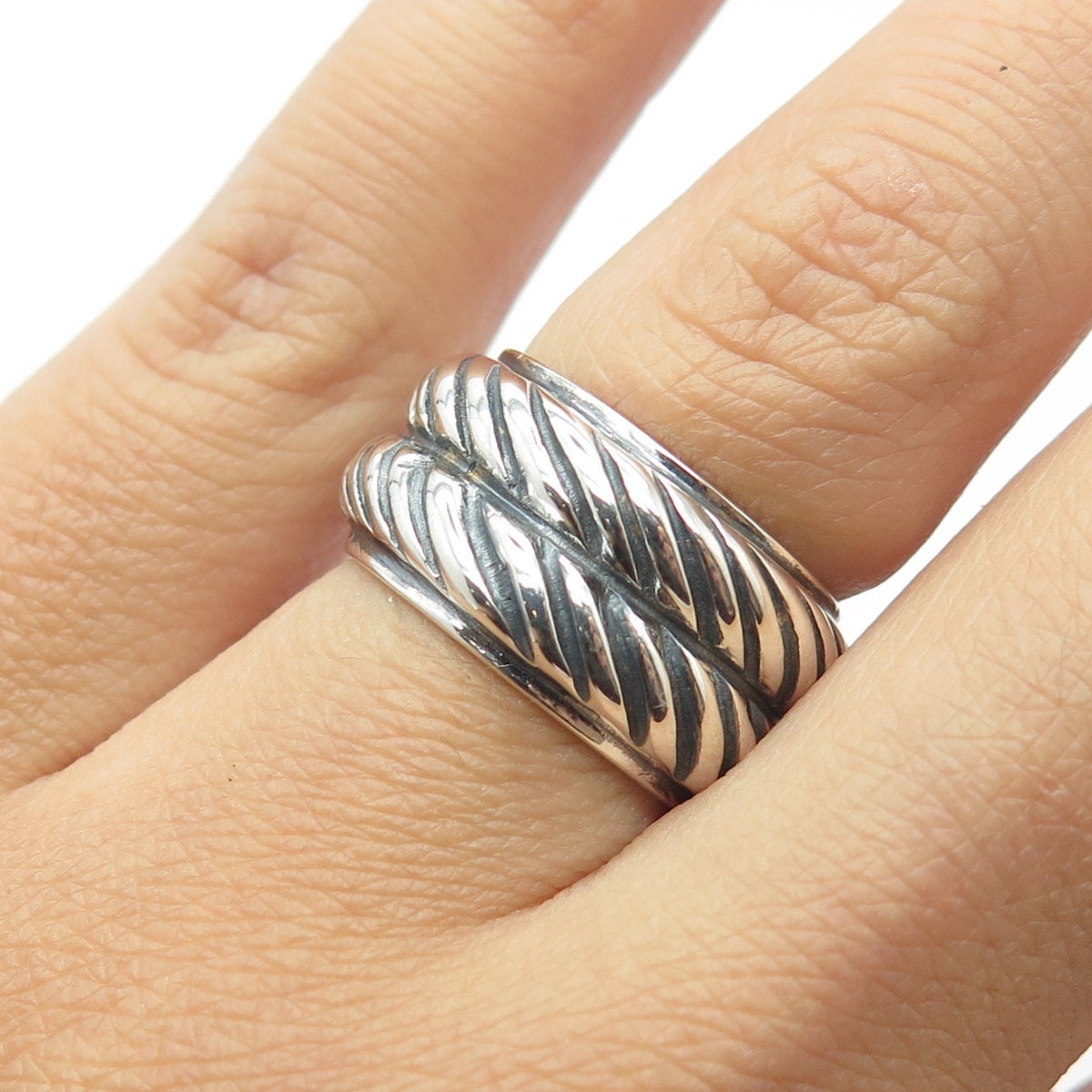 CHATEAU D'ARGENT 925 Sterling Silver Vintage Double Roped Puffy Ring Size 6