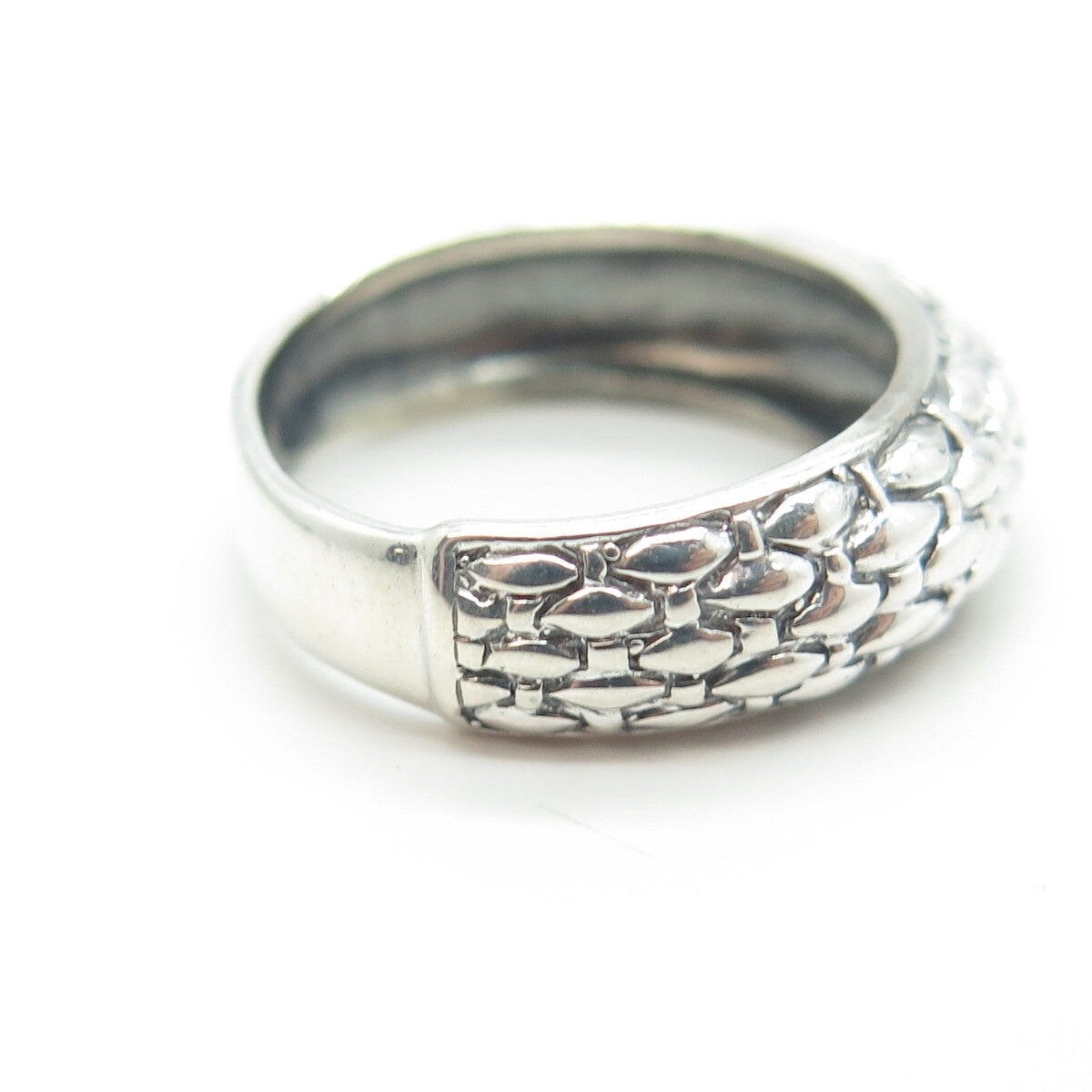925 Sterling Silver Vintage Rattan Shape Ring Size 6.5