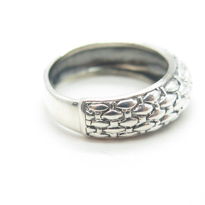 925 Sterling Silver Vintage Rattan Shape Ring Size 6.5