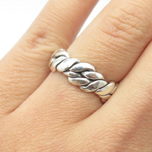 925 Sterling Silver Vintage Mexico Woven Rope Band Ring Size 6