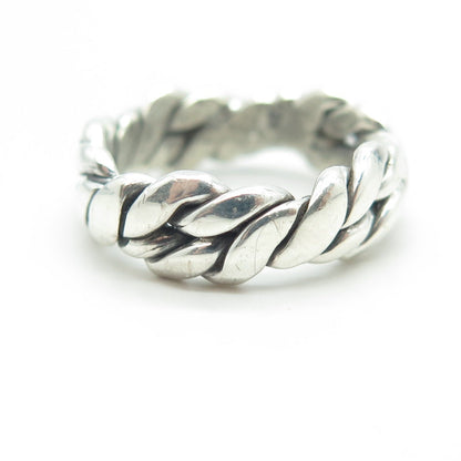 925 Sterling Silver Vintage Mexico Woven Rope Band Ring Size 6