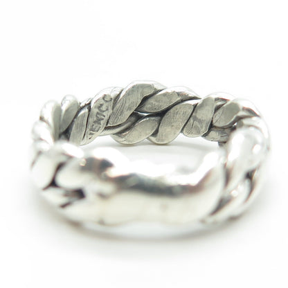 925 Sterling Silver Vintage Mexico Woven Rope Band Ring Size 6