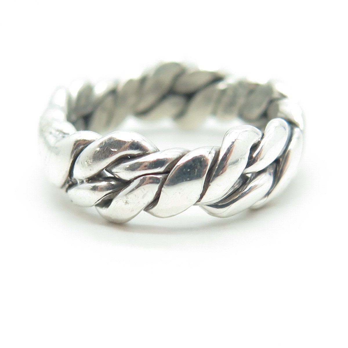 925 Sterling Silver Vintage Mexico Woven Rope Band Ring Size 6