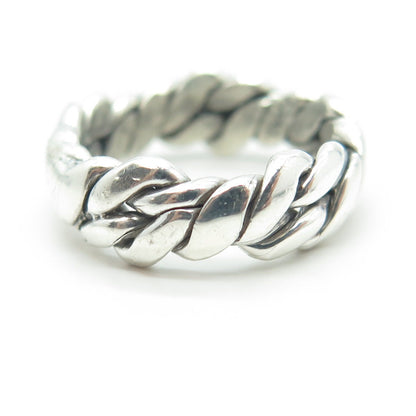 925 Sterling Silver Vintage Mexico Woven Rope Band Ring Size 6