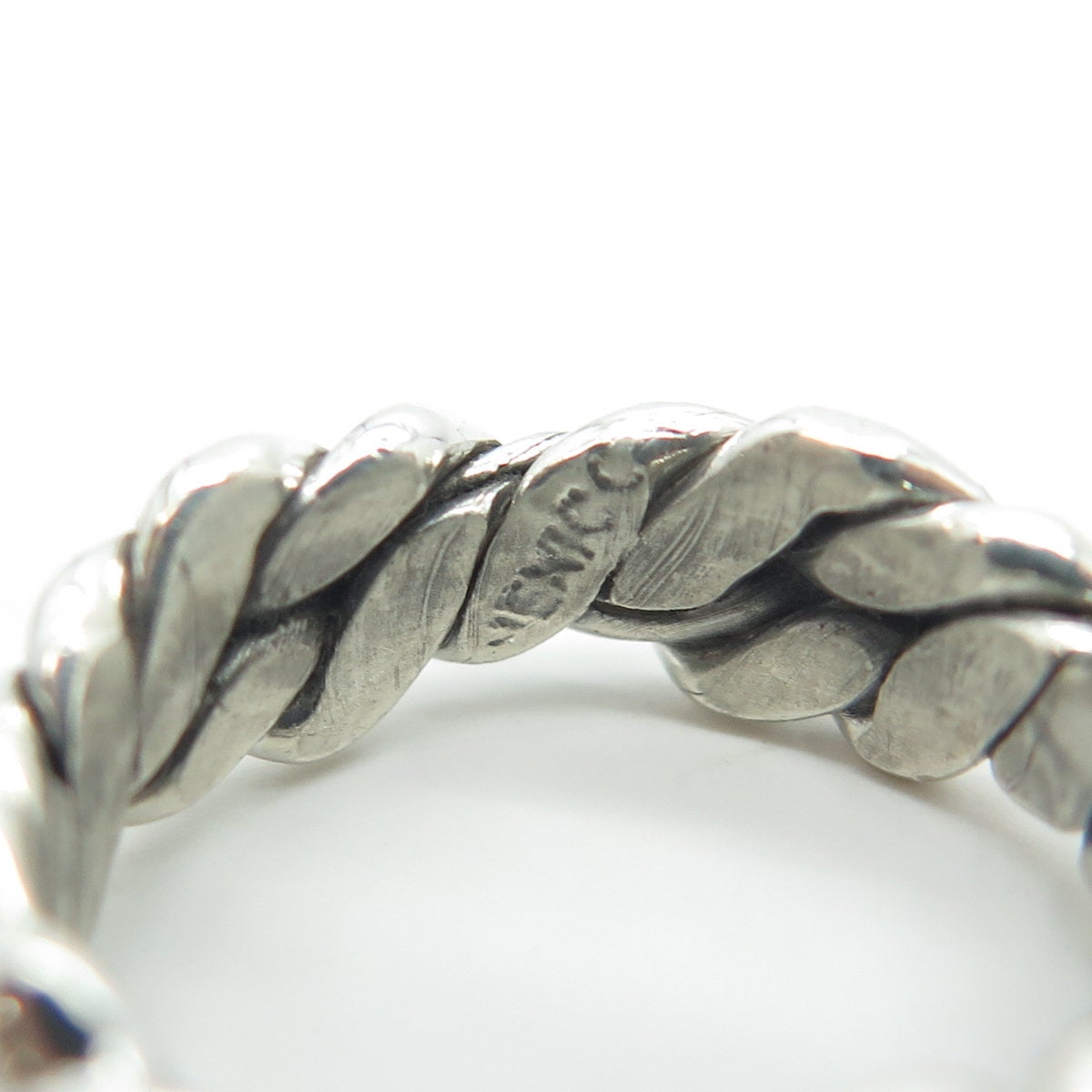 925 Sterling Silver Vintage Mexico Woven Rope Band Ring Size 6