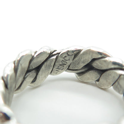 925 Sterling Silver Vintage Mexico Woven Rope Band Ring Size 6
