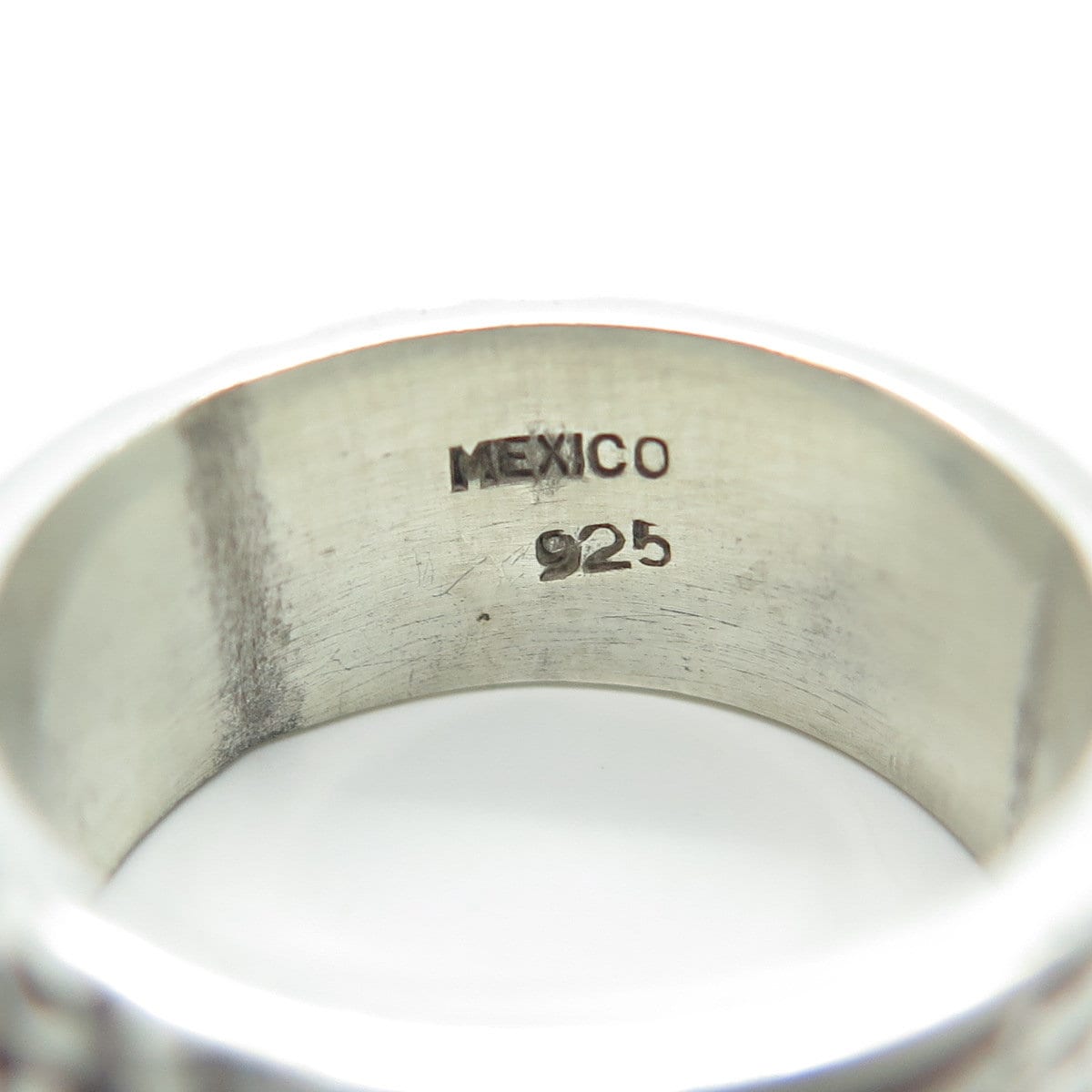925 Sterling Silver Vintage Mexico Tribal Symbols Band Ring Size 6.25