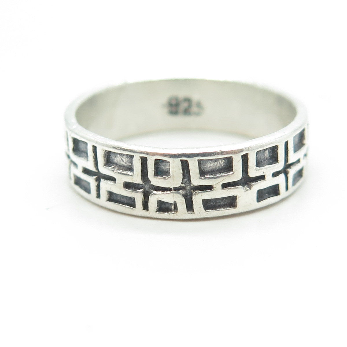 925 Sterling Silver Vintage Geometric Band Ring Size 11.25