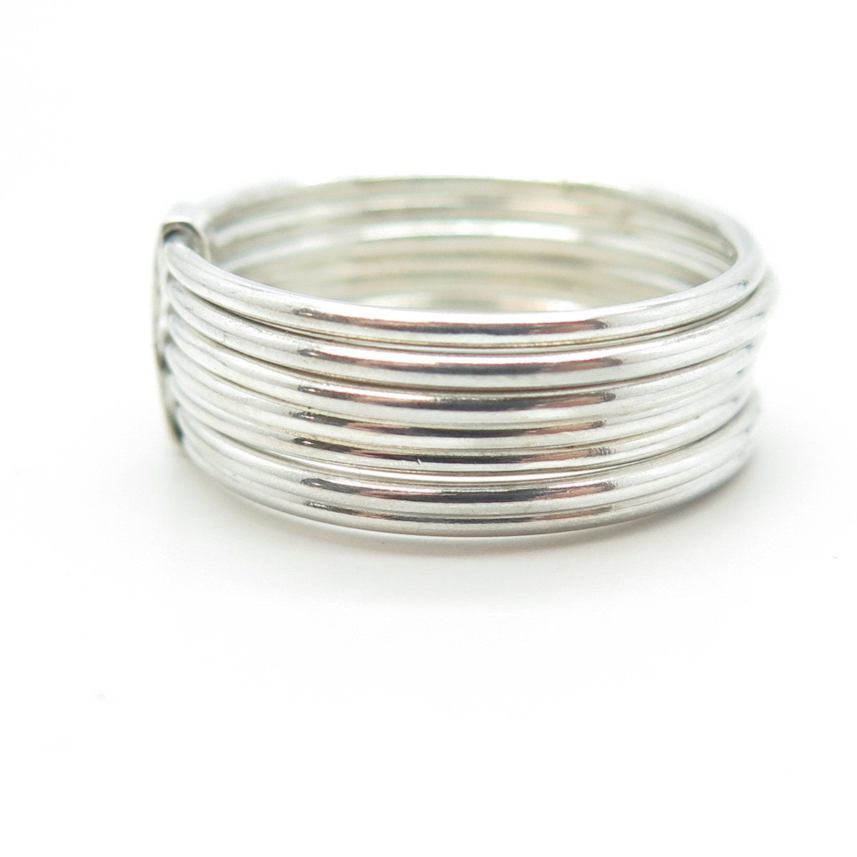 925 Sterling Silver Vintage Multi-Row Band Ring Size 10.5