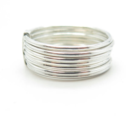 925 Sterling Silver Vintage Multi-Row Band Ring Size 10.5