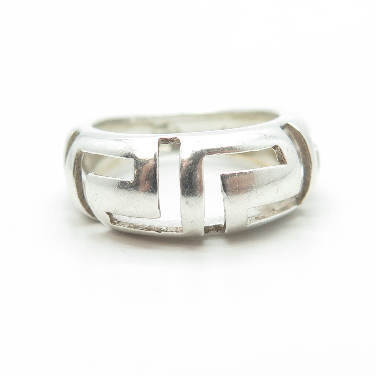 925 Sterling Silver Vintage Greek Maze Ring Size 4.75