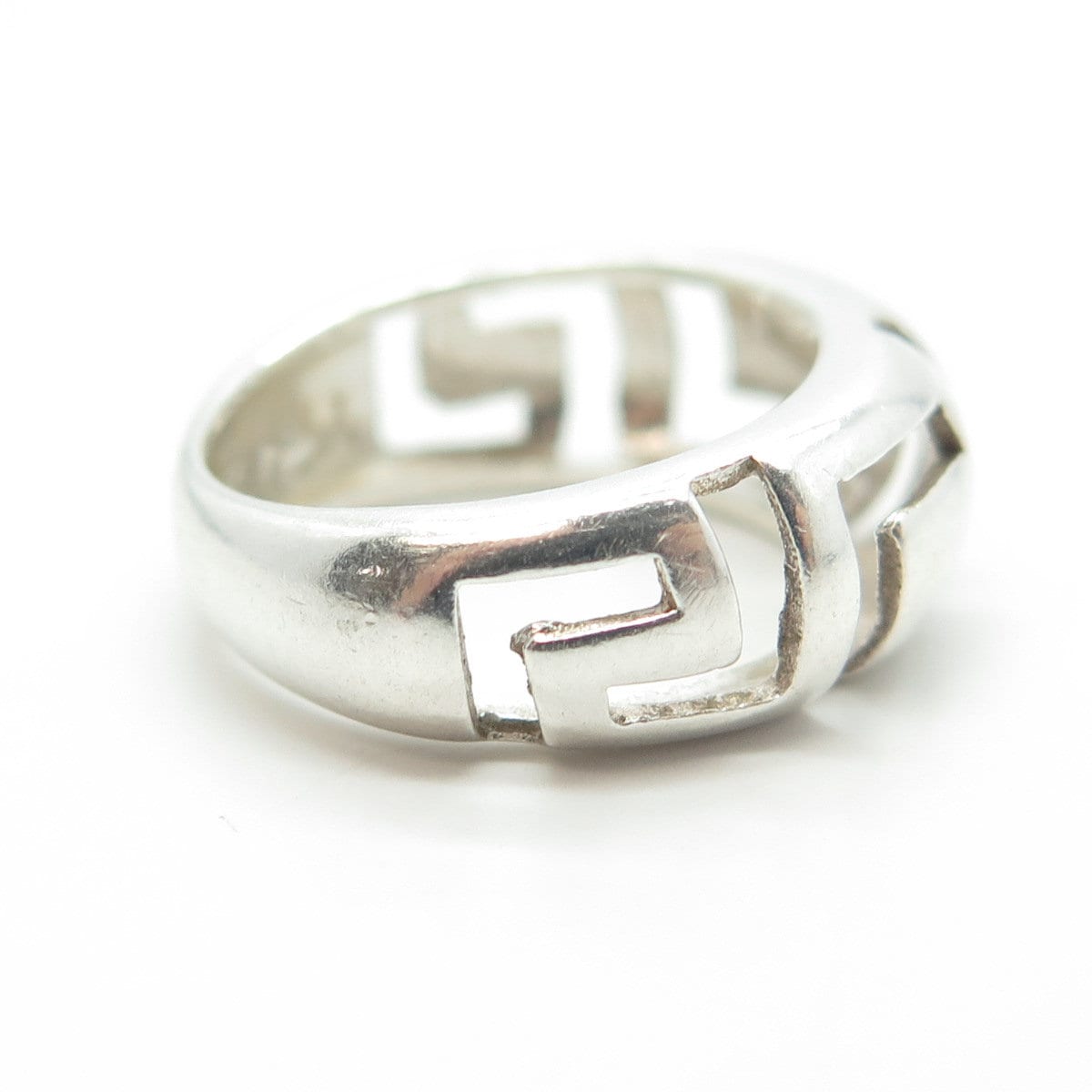 925 Sterling Silver Vintage Greek Maze Ring Size 4.75