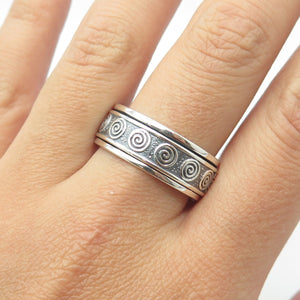 950 Silver Vintage Spiral / Swirl Band Ring Size 11.25