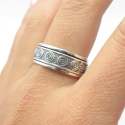 950 Silver Vintage Spiral / Swirl Band Ring Size 11.25