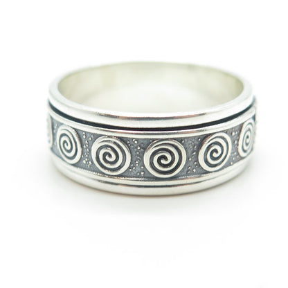 950 Silver Vintage Spiral / Swirl Band Ring Size 11.25