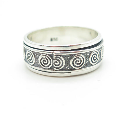 950 Silver Vintage Spiral / Swirl Band Ring Size 11.25