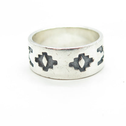 925 Sterling Silver Vintage Ethnic Band Ring Size 6.5