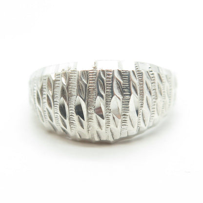 925 Sterling Silver Vintage Carved Dome Ring Size 7