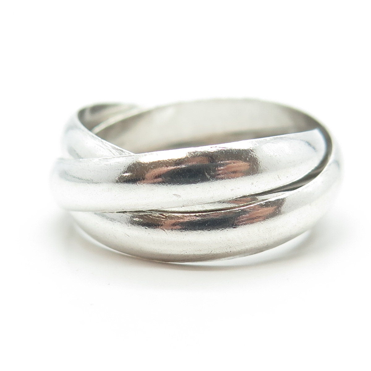 925 Sterling Silver Vintage Trinity Crossover Band Ring Size 12.5