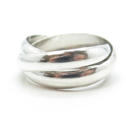 925 Sterling Silver Vintage Trinity Crossover Band Ring Size 12.5