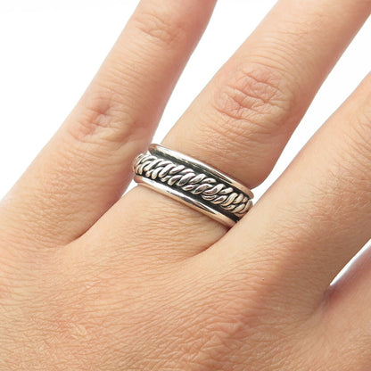 925 Sterling Silver Antique Art Deco Mexico Wicker Band Ring Size 6.5