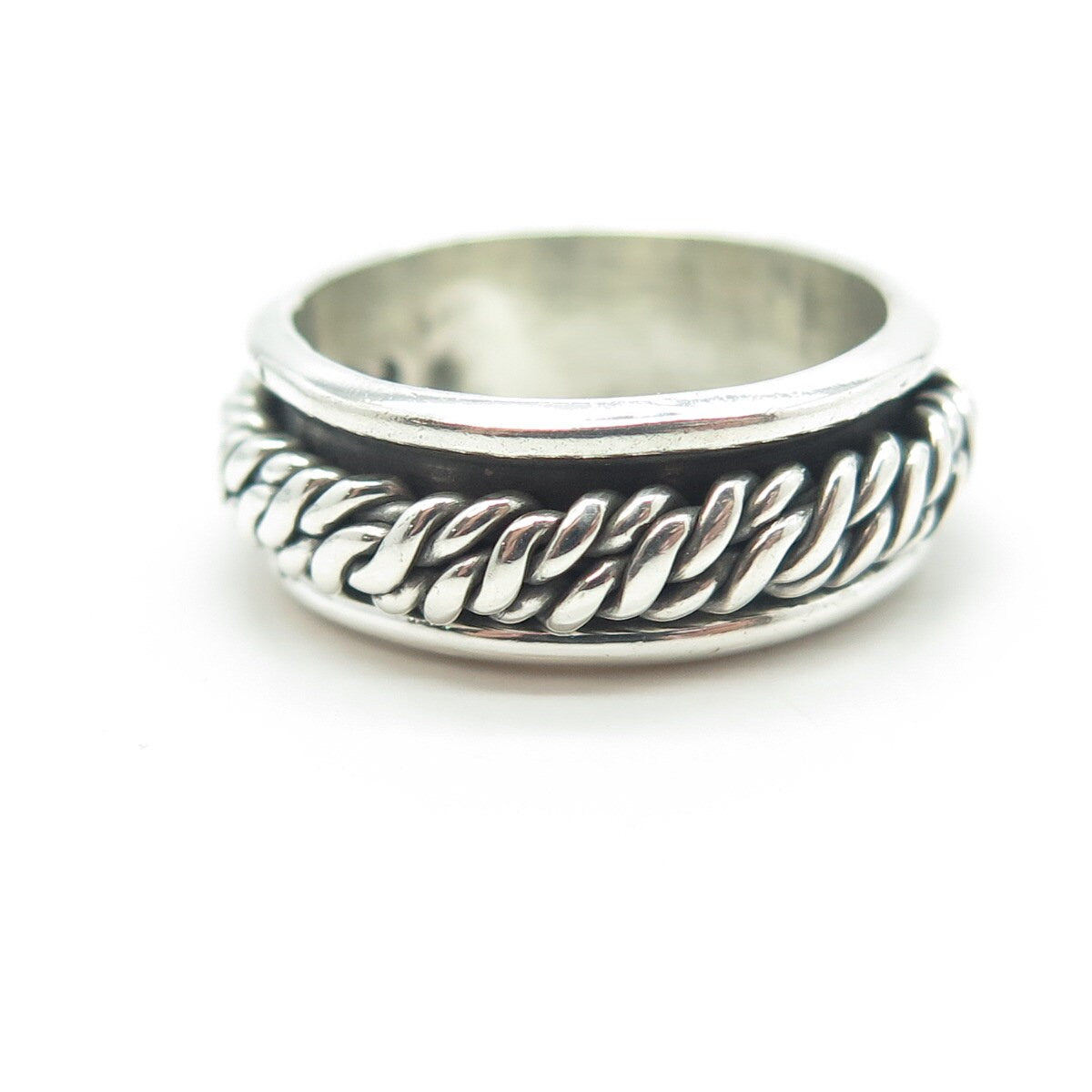 925 Sterling Silver Antique Art Deco Mexico Wicker Band Ring Size 6.5