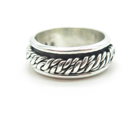 925 Sterling Silver Antique Art Deco Mexico Wicker Band Ring Size 6.5