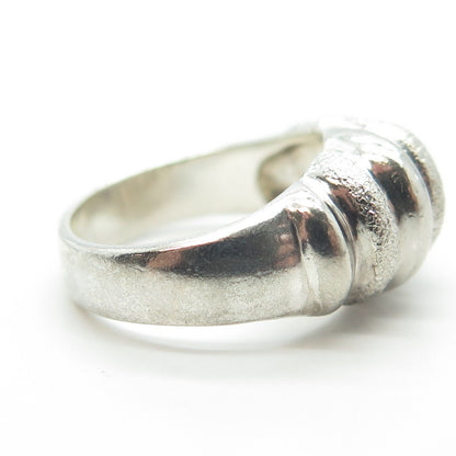 925 Sterling Silver Vintage Ribbed Domed Ring Size 6.75