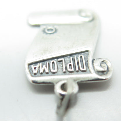 BEAU 925 Sterling Silver Vintage Diploma Graduation Pendant