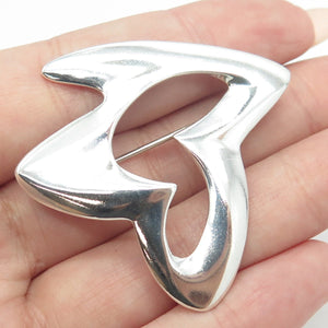 925 Sterling Silver Vintage Modernist Handmade Pin Brooch