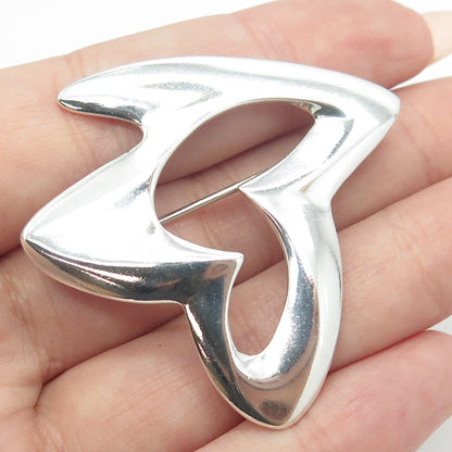 925 Sterling Silver Vintage Modernist Handmade Pin Brooch