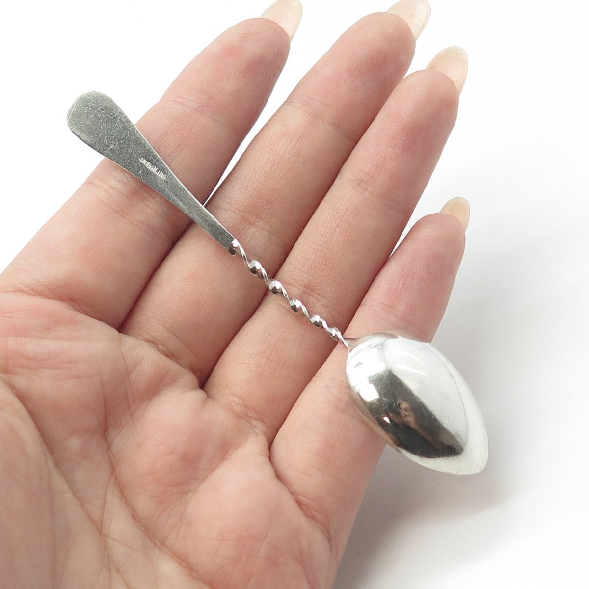 925 Sterling Silver Antique Art Deco Boston Twisted Coffee Spoon